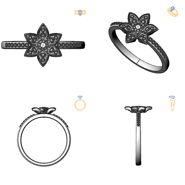 Inel logodna sidestone cu diamant negru