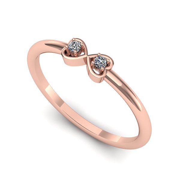 Inel din aur roz cu diamant