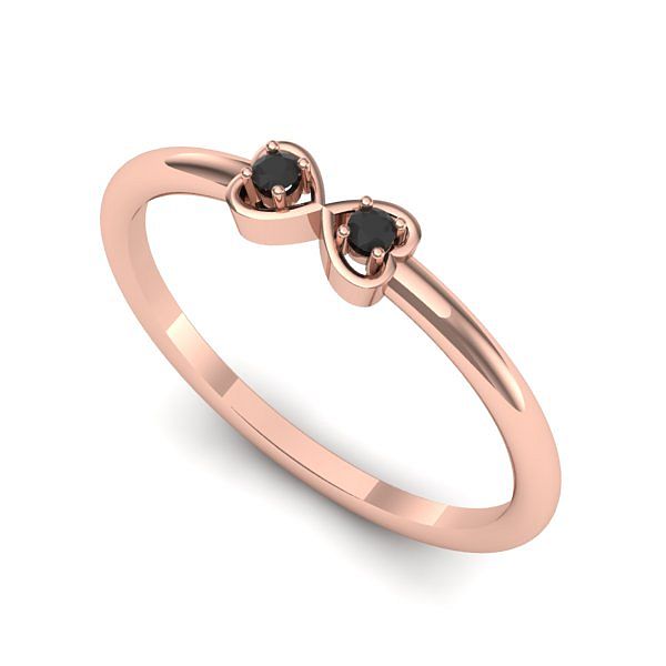 Inel de logodna din aur roz cu diamant negru
