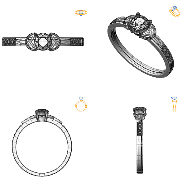 Inel logodna sidestone cu diamant