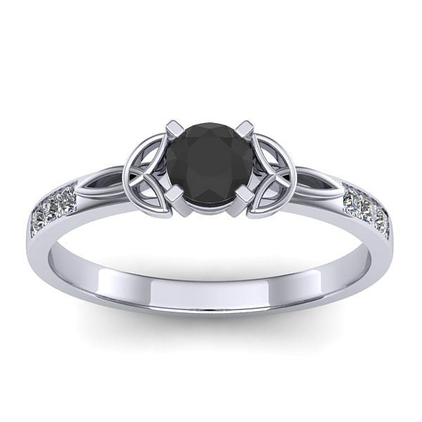 Inel de logodna cu diamant negru rotund