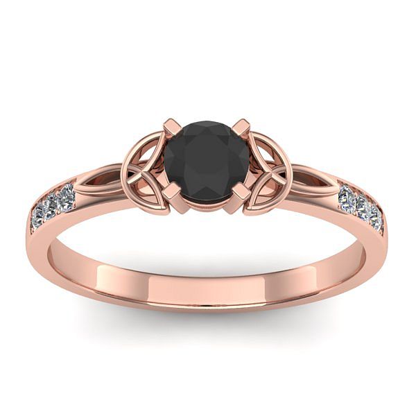 Inel de logodna cu diamant negru rotund