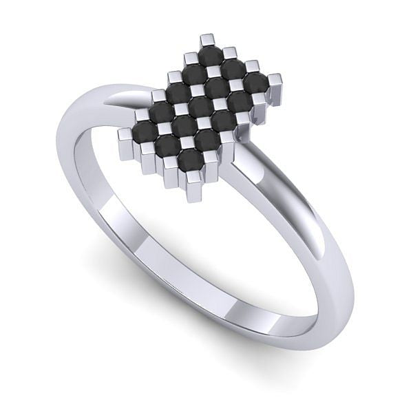 Inel din aur alb cu diamant negru