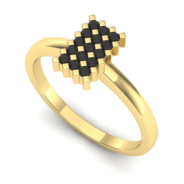 Inel din aur galben cu diamant negru