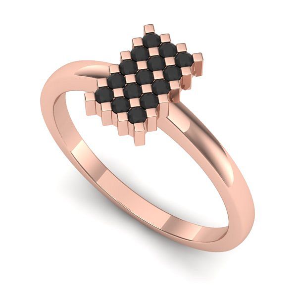 Inel logodna din aur roz cu diamant negru