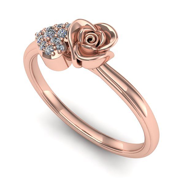 Inel de logodna din aur roz cu diamant