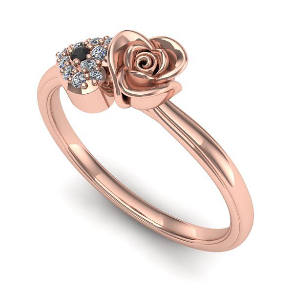 Inel de logodna din aur roz cu diamant negru