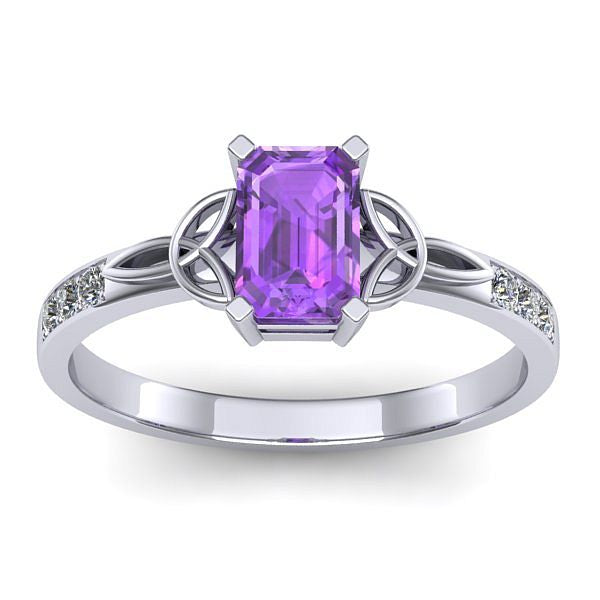 Inel cu ametist dreptunghiular