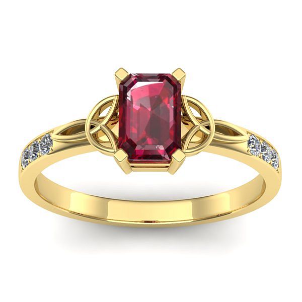 Inel de logodna cu rubin dreptunghiular