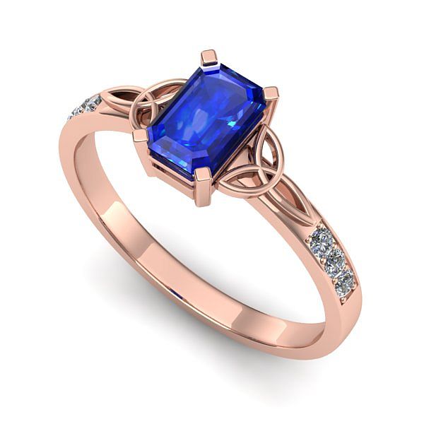 Inel logodna din aur roz cu safir