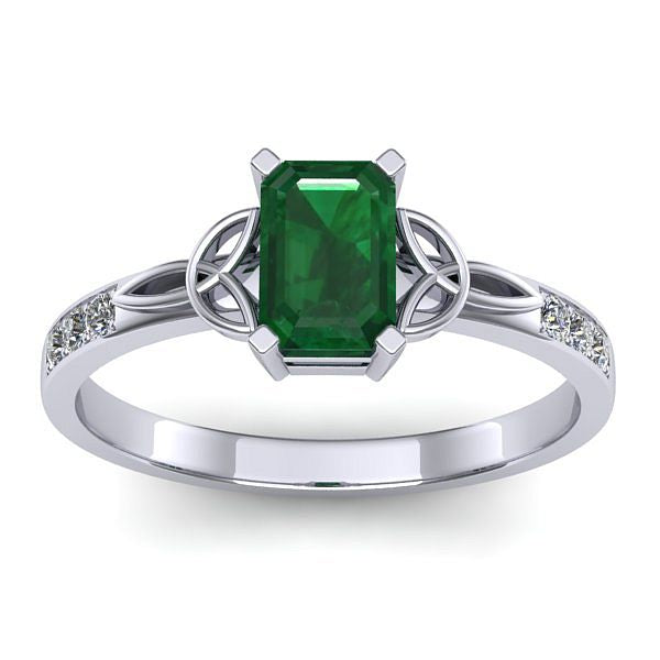 Inel logodna cu smarald dreptunghiular