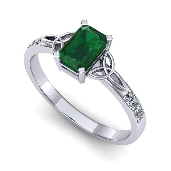 Inel din aur alb cu smarald