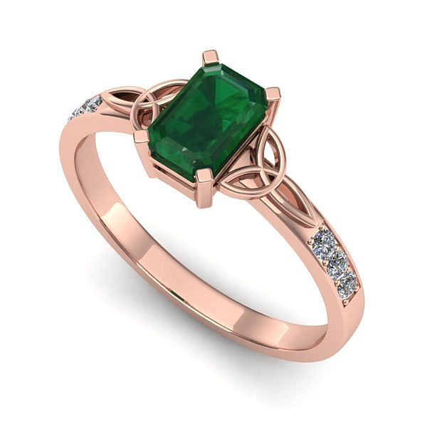 Inel din aur roz cu smarald