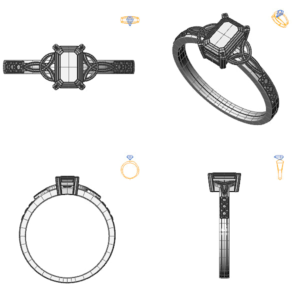 Inel sidestone cu smarald