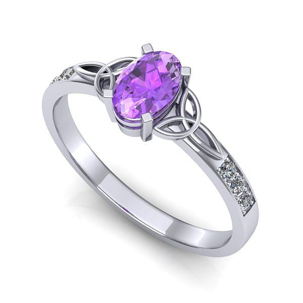 Inel din aur alb cu ametist