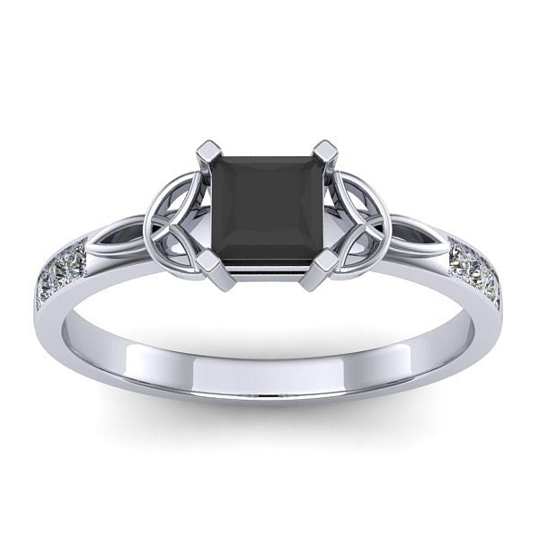Inel de logodna cu diamant negru patrat