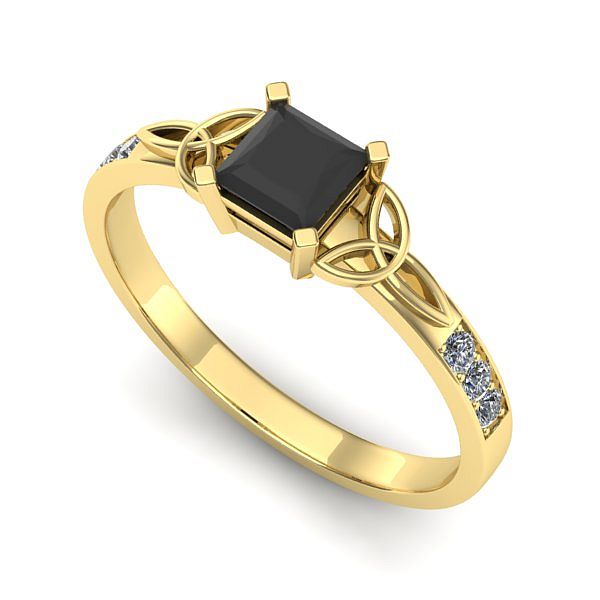 Inel din aur galben cu diamant negru