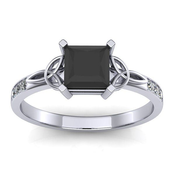 Inel cu diamant negru patrat
