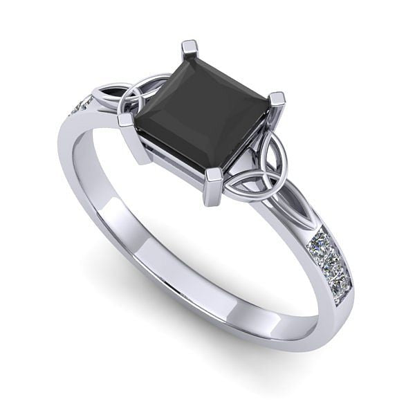 Inel logodna din aur alb cu diamant negru