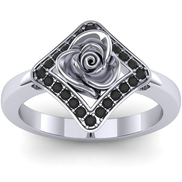 Inel de logodna cu diamant negru rotund