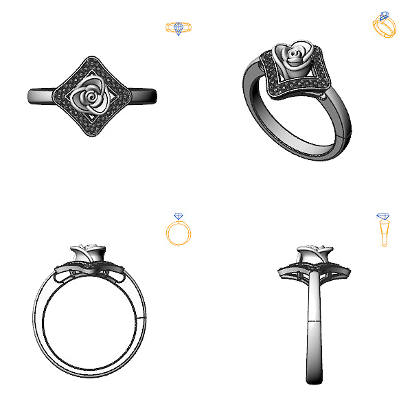 Inel halo cu diamant negru