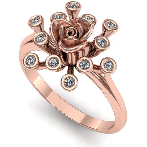 Inel logodna din aur roz cu diamant