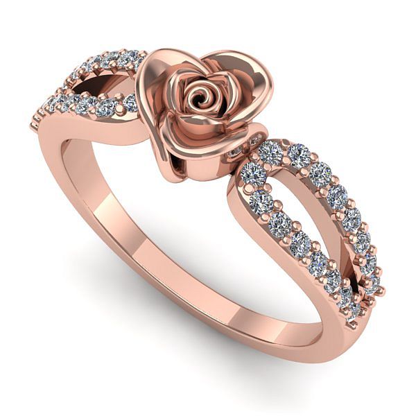 Inel logodna din aur roz cu diamant