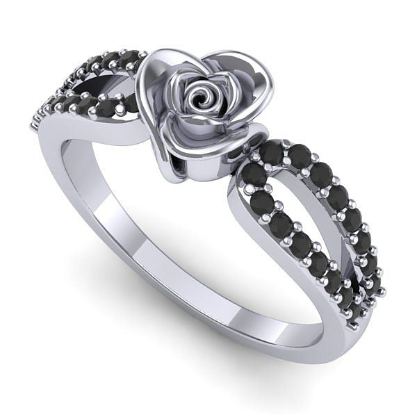 Inel de logodna din aur alb cu diamant negru