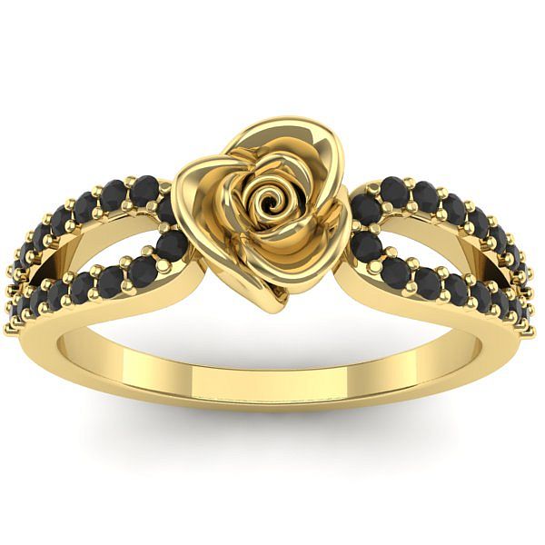 Inel cu diamant negru rotund