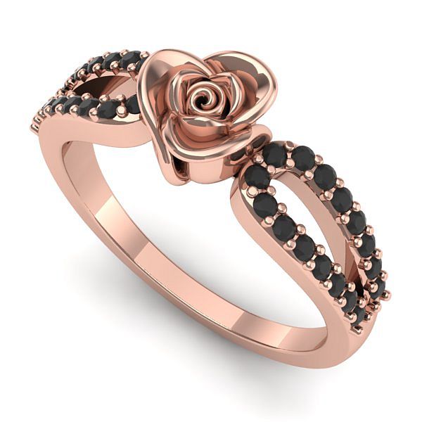 Inel logodna din aur roz cu diamant negru