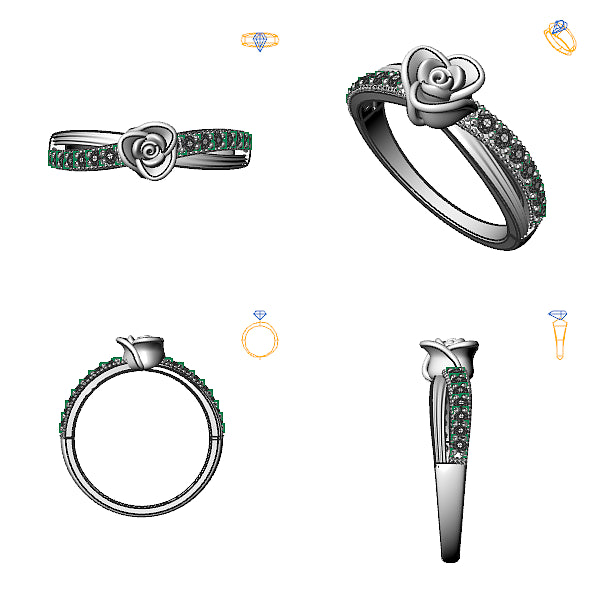 Inel sidestone cu diamant