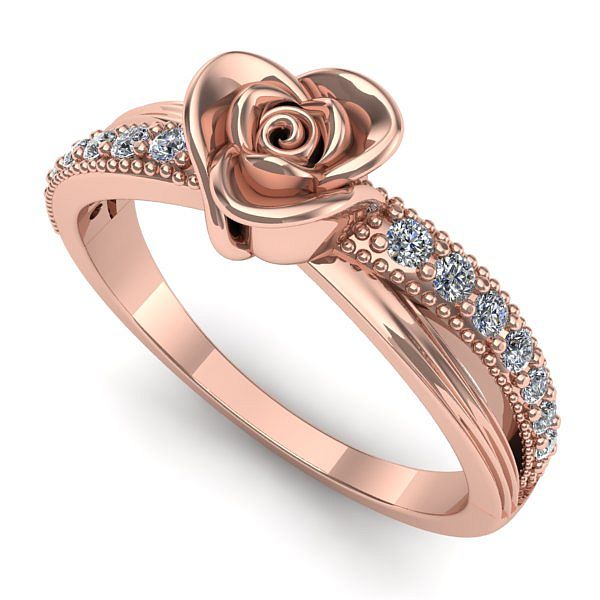 Inel logodna din aur roz cu diamant