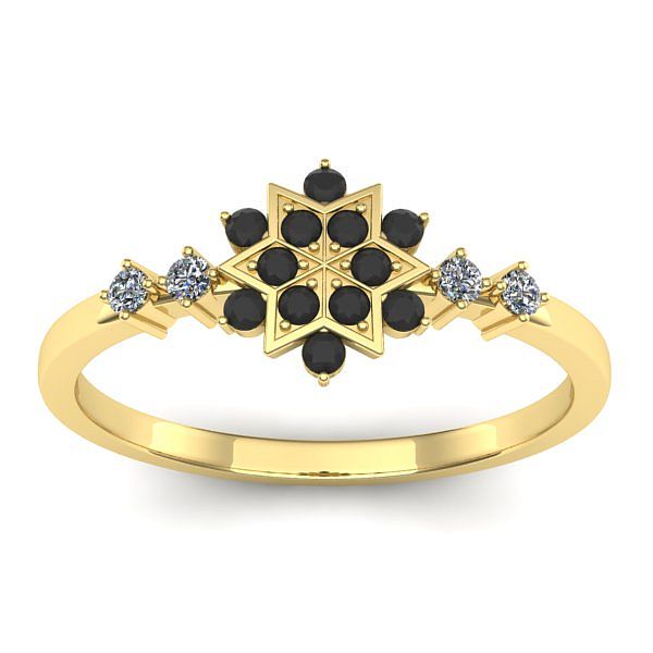 Inel cu diamant negru rotund