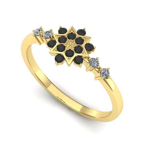 Inel din aur galben cu diamant negru