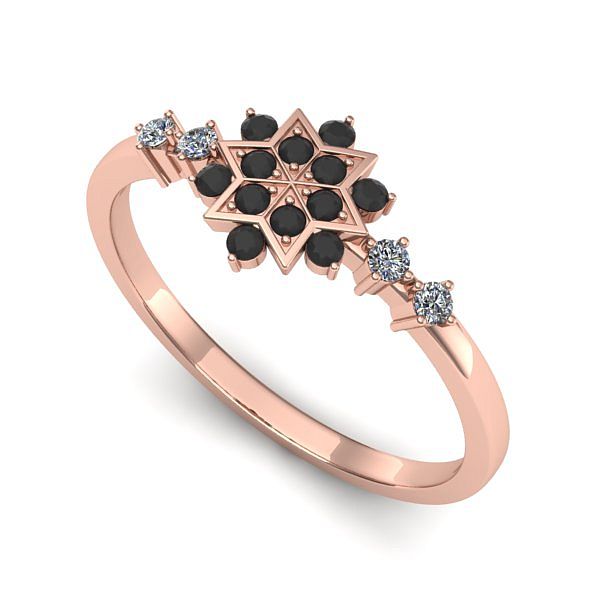 Inel de logodna din aur roz cu diamant negru