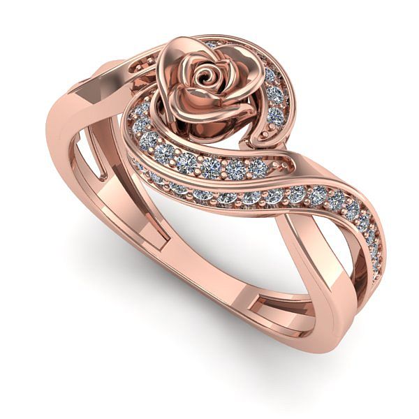 Inel logodna din aur roz cu diamant