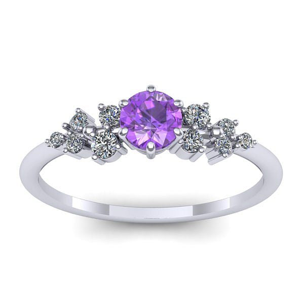 Inel logodna cu ametist rotund