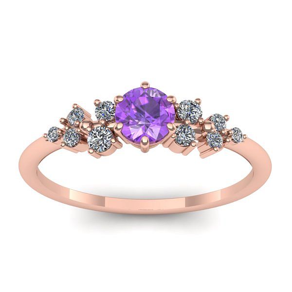 Inel de logodna cu ametist rotund