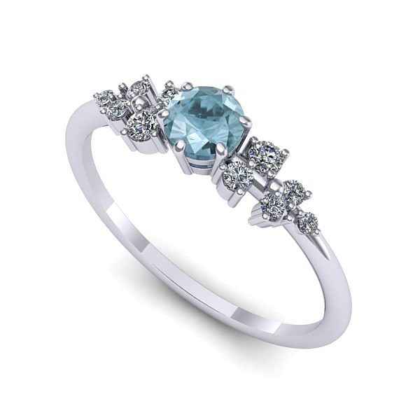 Inel logodna din aur alb cu aquamarin
