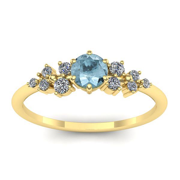 Inel de logodna cu aquamarin rotund