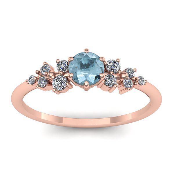 Inel de logodna cu aquamarin rotund