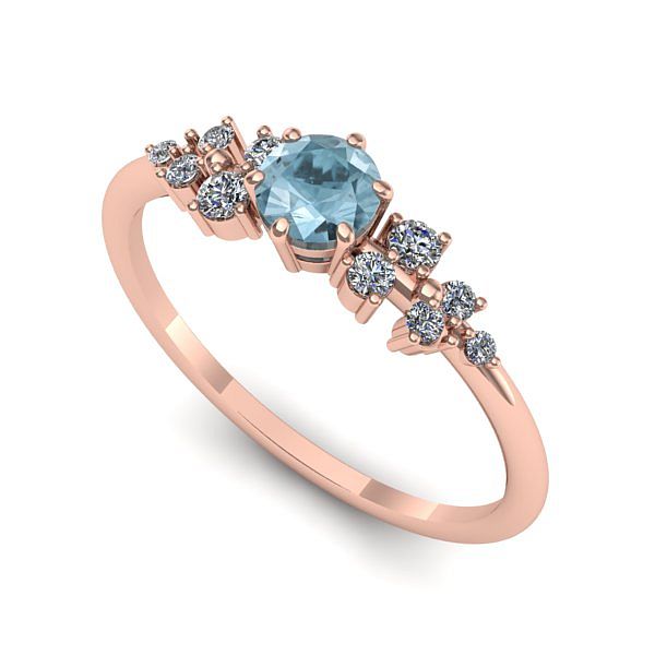 Inel din aur roz cu aquamarin