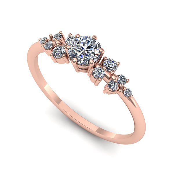 Inel de logodna din aur roz cu diamant