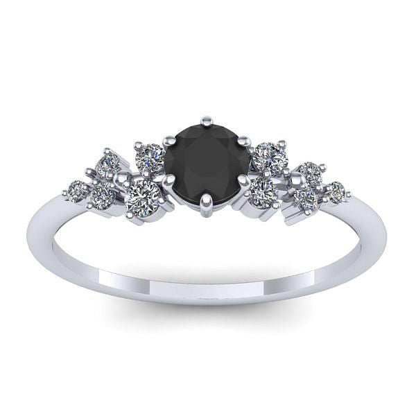 Inel cu diamant negru rotund