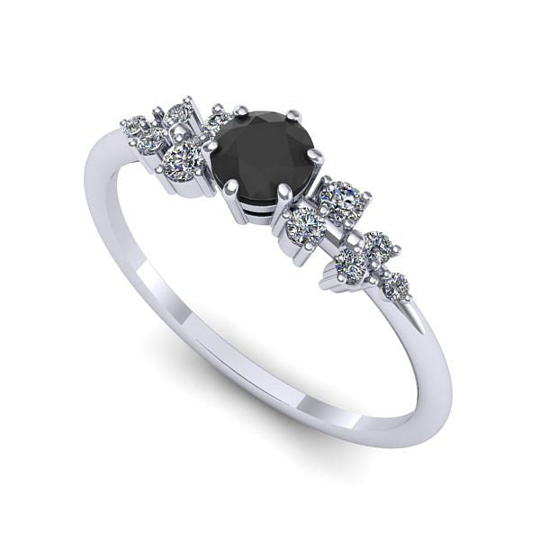 Inel din aur alb cu diamant negru