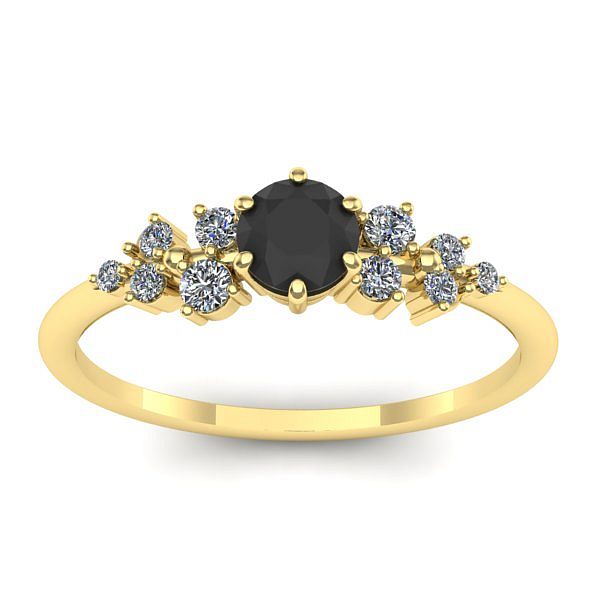 Inel logodna cu diamant negru rotund