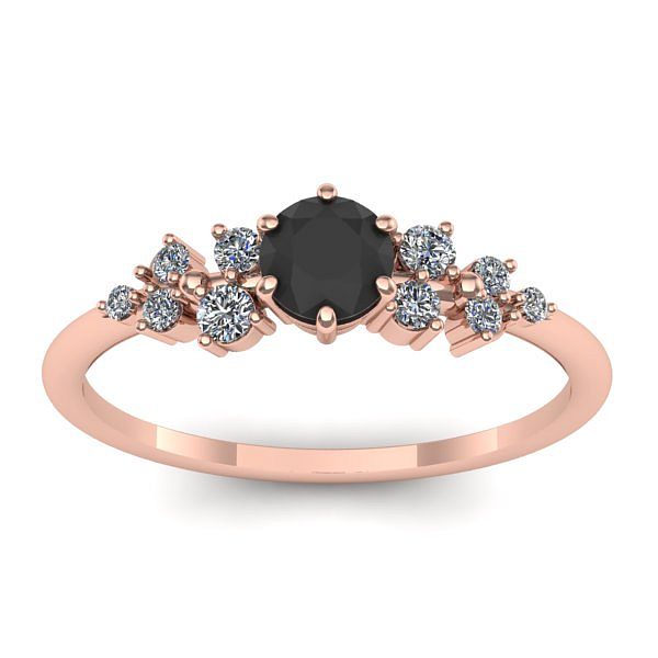 Inel de logodna cu diamant negru rotund