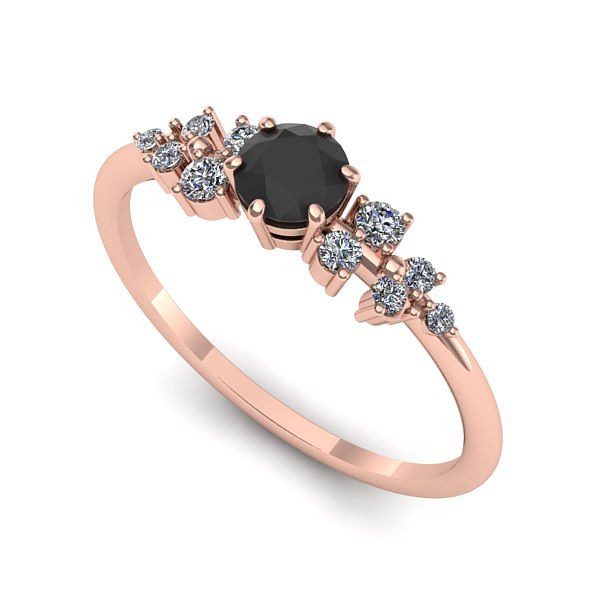 Inel din aur roz cu diamant negru