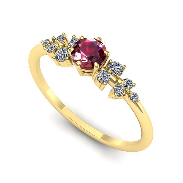 Inel logodna din aur galben cu rubin