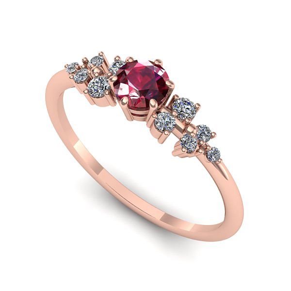 Inel de logodna din aur roz cu rubin